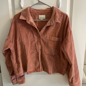 Oversized cropped corduroy jacket
